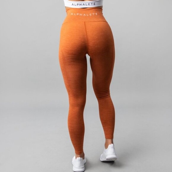 ALPHALETE HALO LEGGING Women's High-Performance Seamless Legging BURNT ORANGE - Picture 2 of 7